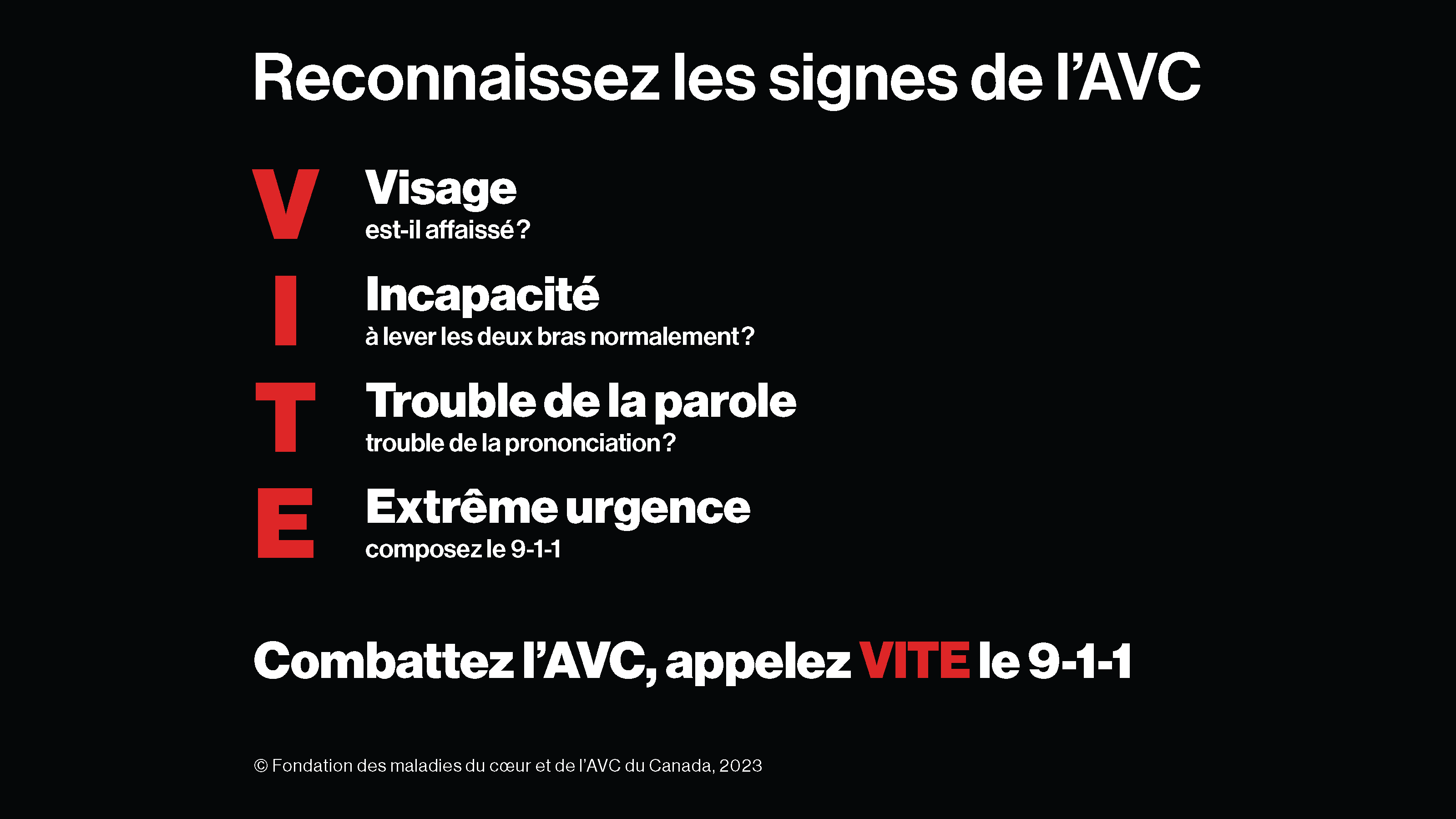 Signes VITE de l’AVC
